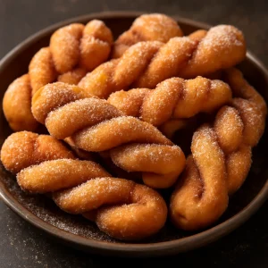 Ropogós koeksister fahéjas cukorral megszórva