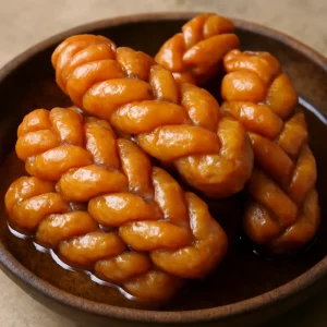 Dél-afrikai koeksister friss, mézes szirupban