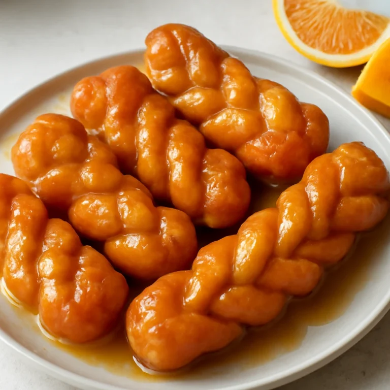 Koeksister narancsos mázzal, frissen sült tésztával és narancsos sziruppal bevonva