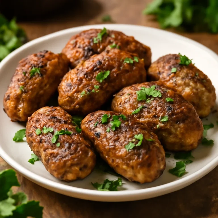 Kofta fűszeres fűszeres csirkehússal, grillezett marhahús golyókkal és petrezselyem díszítéssel