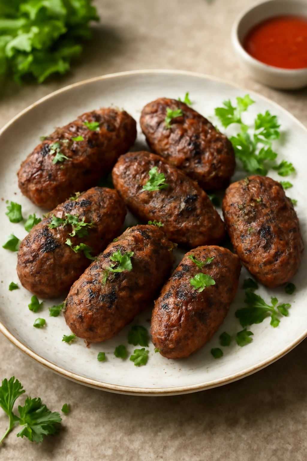 FÅ±szeres marhahÃºs golyÃ³k friss petrezselyemmel