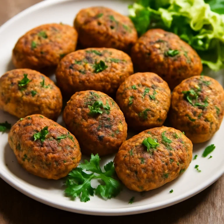 Vegán Kofta csicseriborsóval, friss petrezselyemmel díszítve