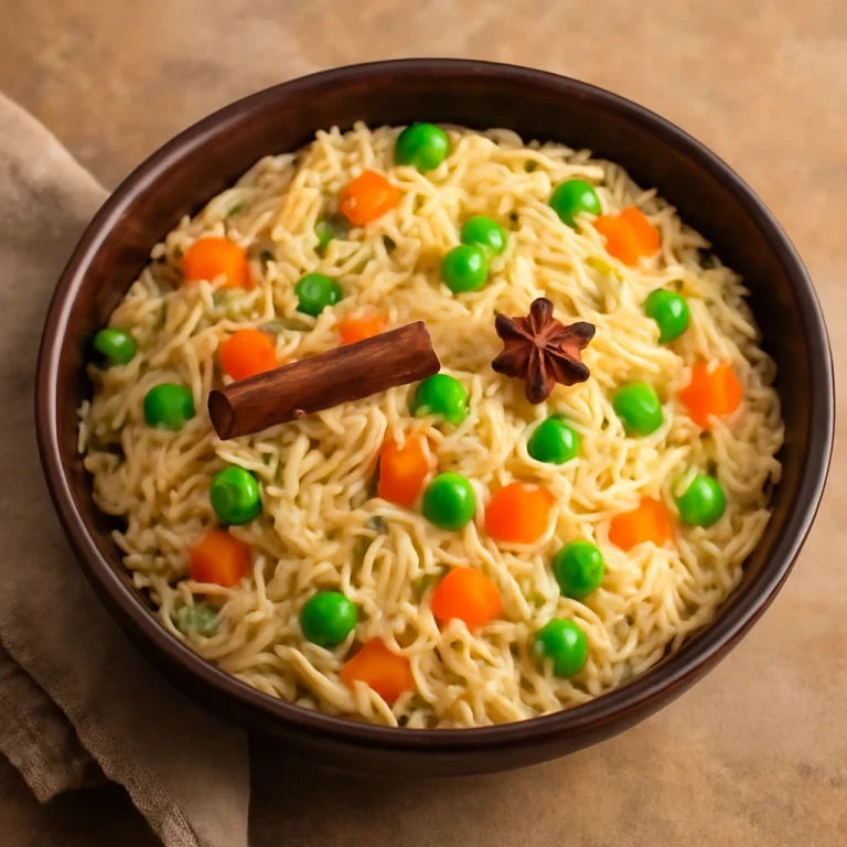 Kókusztejes Pulao tálalva
