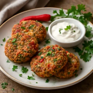 Görög kolokithokeftedes chilivel fűszerezve, friss zöldséges fasírt