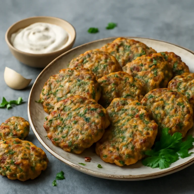 Kolokithokeftedes fokhagymával, zöldséges fasírt friss fűszerekkel