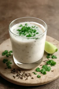 Friss és fűszeres sós lassi korianderrel