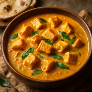 Ropogós paneer kókuszos korma szószban