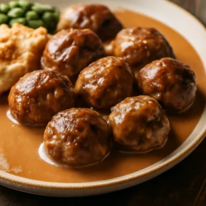 Svéd Köttbullar barna mártással, gazdag húsgombócokkal és krémes mártással