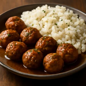 Svéd Köttbullar rizskörettel, friss fűszerekkel