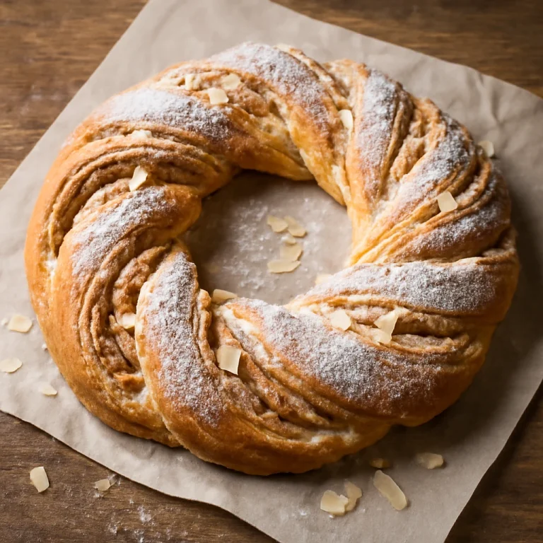 Kringle mandulás töltelékkel, fahéjas cukorral megszórva