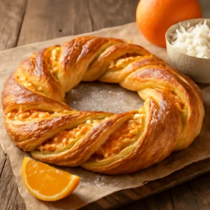 Ropogós kringle narancsos töltelékkel, leveles tésztával