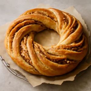 Friss vegán kringle diós töltelékkel és fahéjjal