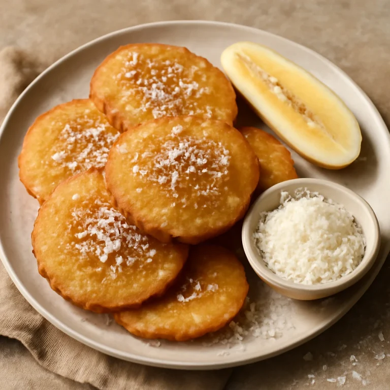 Ksheerannam appam, tálalva friss kókuszreszelékkel és fahéjjal