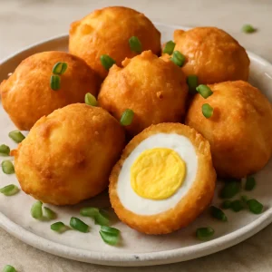 Ropogós kwek-kwek tojás friss zöldhagymával
