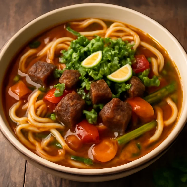 Lagman fokhagymával, friss petrezselyemmel