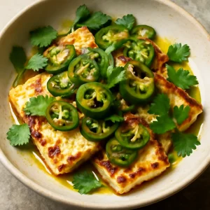 Fűszeres leipäjuusto jalapeñóval és korianderrel
