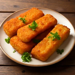 Finn panírozott sajt étel friss petrezselyemmel