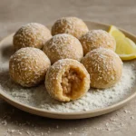 Litti kókuszos, kókuszos golyók fahéjas ízzel és friss citrommal díszítve