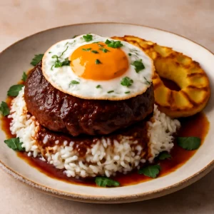 Hawaii Loco Moco, finom sült ananász és tojásos rizs
