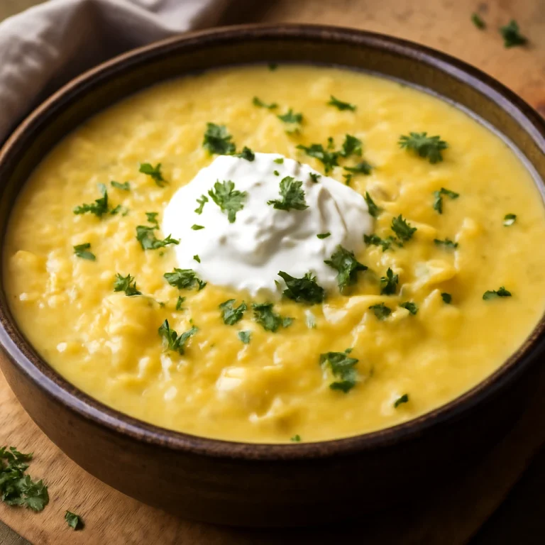Locro de papa gazdag, krémes burgonyaleves, sajttal és tejföllel tálalva