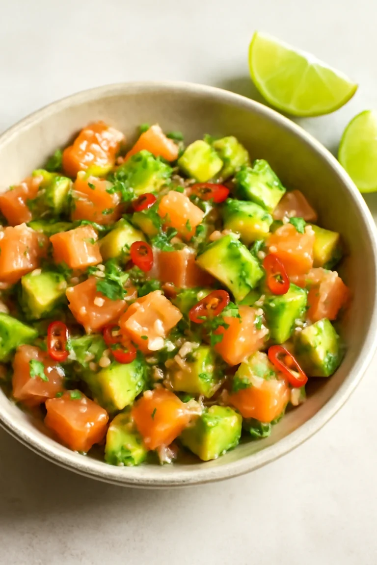 Lomi salmon avokádóval, friss és egészséges étel