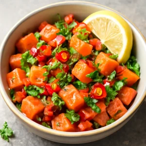 Friss Lomi salmon, lazac citrommal és friss fűszerekkel