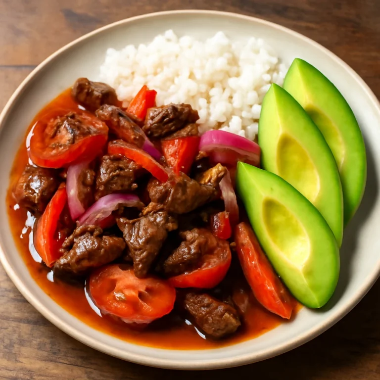 Lomo Saltado avokádóval frissen tálalva