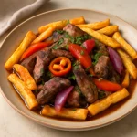 Lomo Saltado habaneróval, tálalva