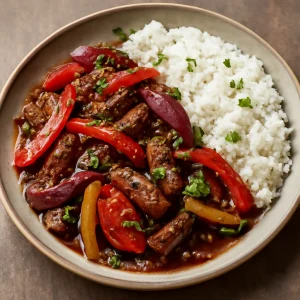 Perui lomo saltado marhahússal és szezámos szósszal