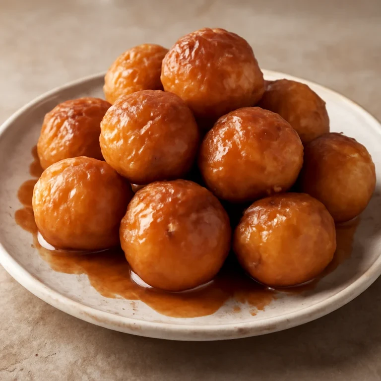 Loukoumades joghurtos tésztával, mézzel és fahéjjal tálalva