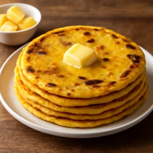 Friss makki ki roti vajjal tálalva