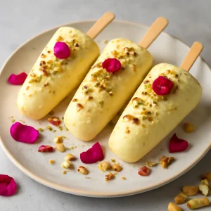 Indiai malai kulfi sáfrányos és rózsavizes ízesítéssel