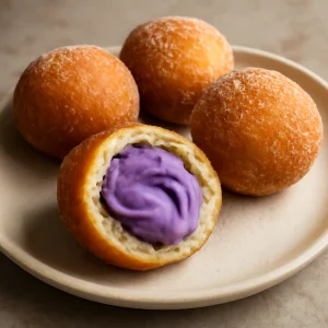 Portugál Malasada tarókrémmel