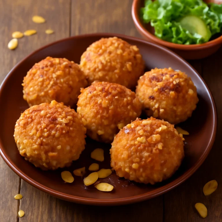 Mandulás korokke, tálalva