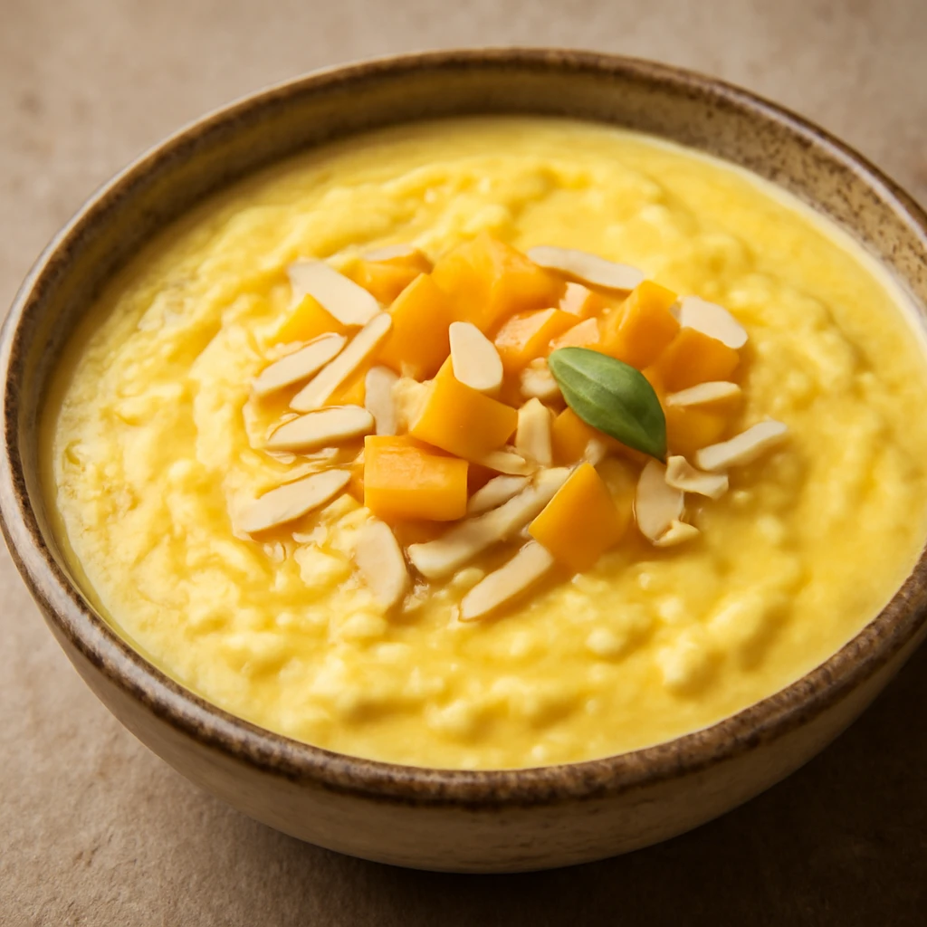 Indiai mango kheer rÃ³zsavizes Ã©s kardamomos Ã­zesÃ­tÃ©ssel
