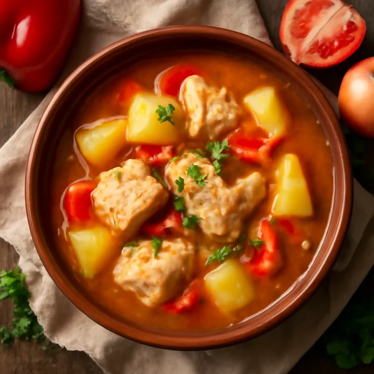 Marmitako con cebolla, spanyol hal leves krumplival és zöldségekkel
