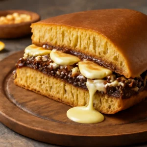 Indonéz Martabak Manis, édes csokoládéval és banánnal