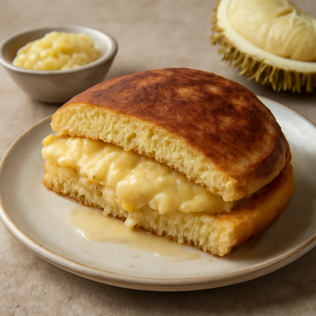 Édes duriános Martabak, gazdag töltelékkel