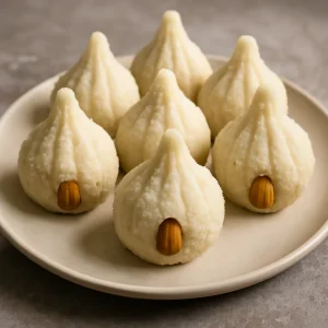 Finom, kókuszos Mawa modak indiai édesség