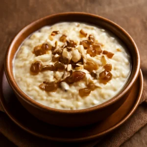 Indiai mazsolás kheer rózsavizes és kardamomos ízesítéssel