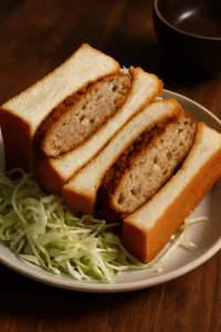 Japán Menchi Katsu szendvics ropogós panírral, káposztával