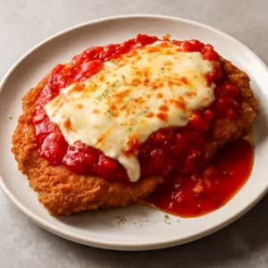 Ropogós milanesa paradicsomszósszal és olvadt sajttal