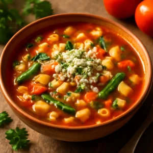 Olasz Minestrone leves friss parmezán sajttal