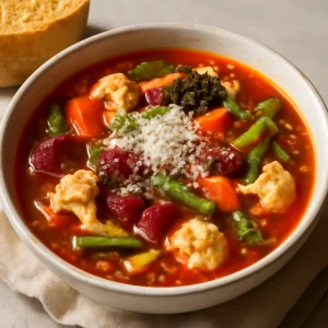Tápanyagokban gazdag minestrone leves friss zöldségekkel