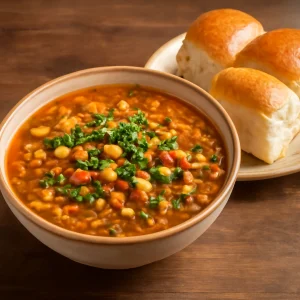 Friss misal tálalva, indiai pav-val