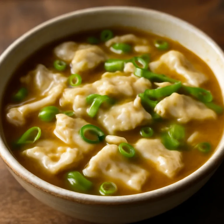Miso alapú Sujebi, koreai tészta leves miso pasztával és póréhagymával