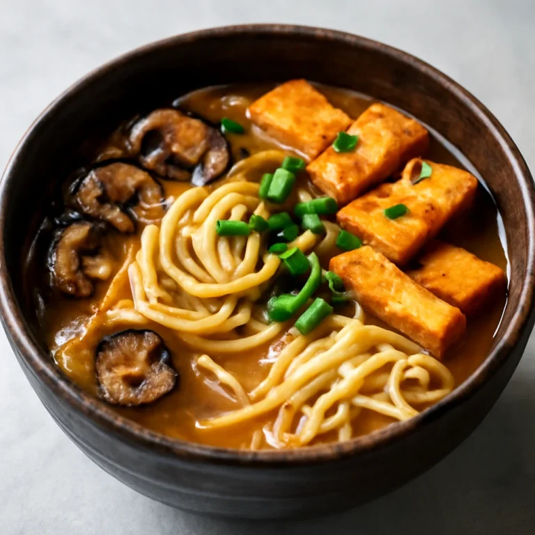 Miso nikomi udon tálalva tofus, gombás feltéttel és zöldhagymával