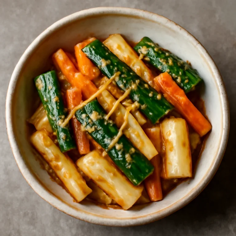 Misozuke, friss zöldségekkel, miso pasztás marinádban