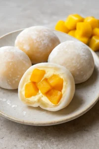 Japán mochi friss mangóval töltve