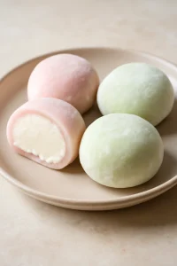 Friss, fagylalttal töltött mochi golyók